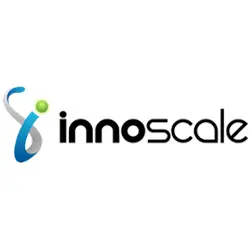 Innoscale - Scalable Technology Solutions. Innoscale logo - abstract blue and green swoosh icon with text Innoscale.