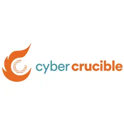 Cyber Crucible - Advanced Threat Detection and Response. Cyber Crucible logo - orange flame icon with text Cyber Crucible.