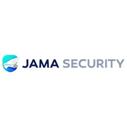 Jama Security - Comprehensive Security Solutions. Jama Security logo - blue wave icon with text Jama Security.
