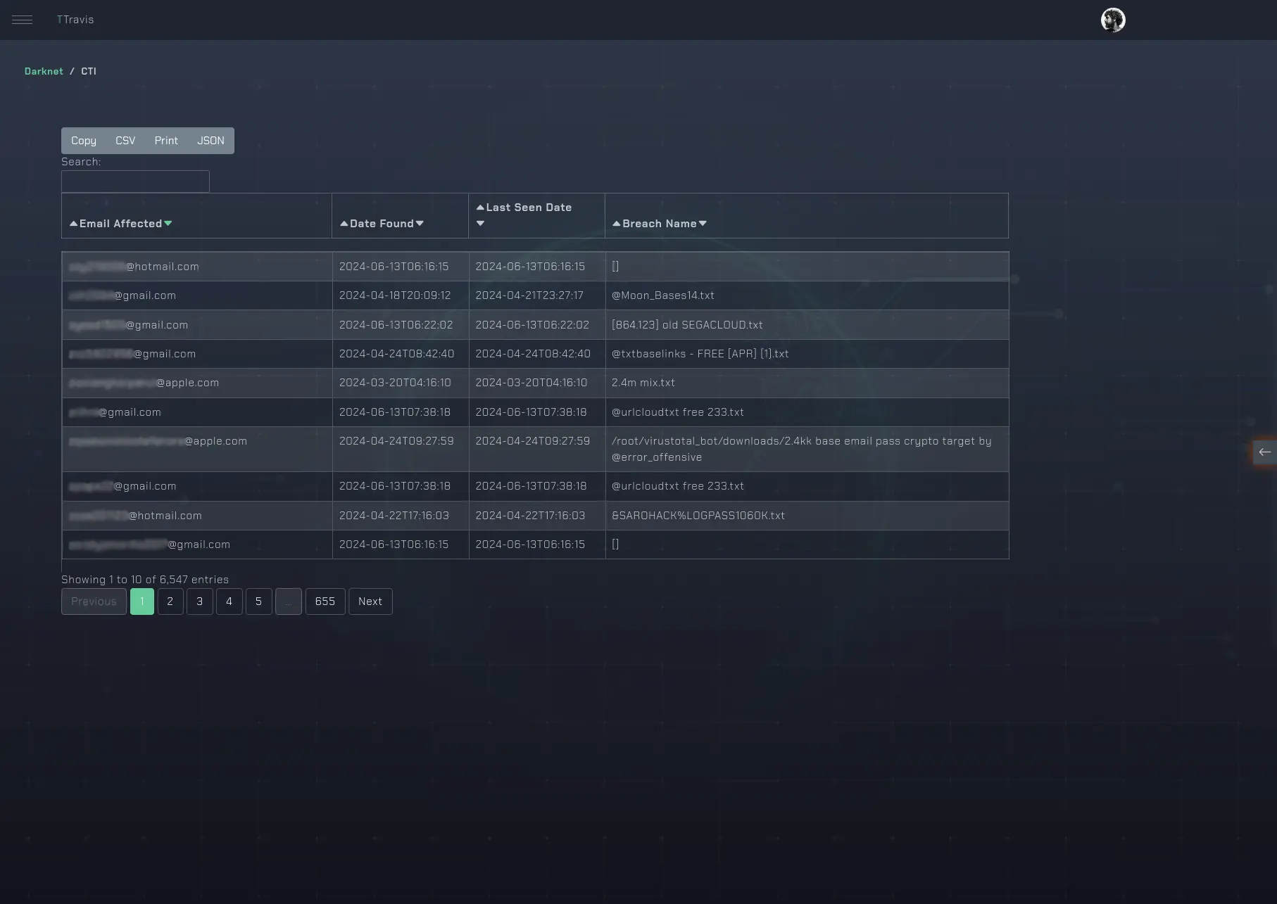 Image of darknet exposures on TRaViS EASM. Image of darknet exposures on TRaViS EASM.